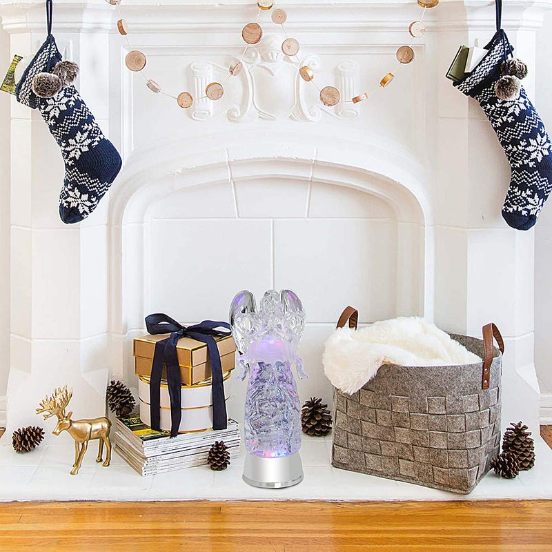 DRomance فانوس كروي ثلجي ملائكي DRomance 11" يعمل بالبطارية مع مؤقت 6 ساعات وإضاءة LED متغيرة الألوان ملاك يصلي لامعة دوارة مصباح مائي زينة عيد الشكر وعيد الميلاد هدية - Image 5